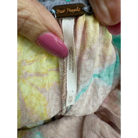 Free People Wisteria Pastel Floral Cutouts Maxi Dress light combo XS boho - Picture 9 of 9